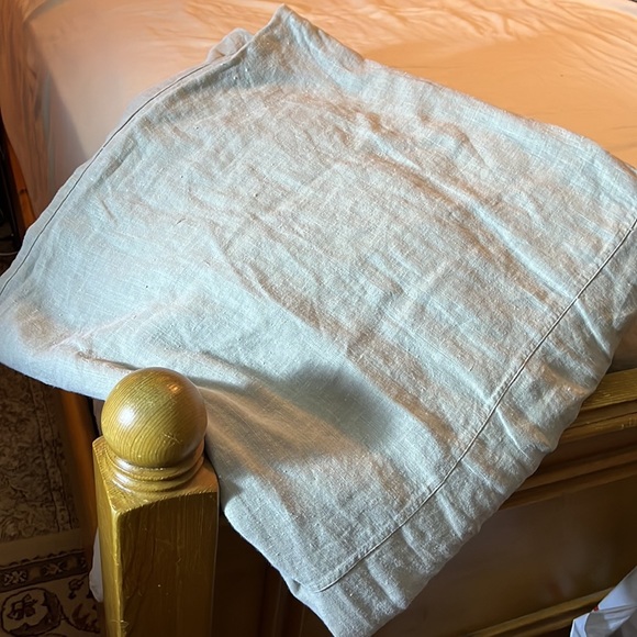 POTTERY BARN Size Queen 100% Belgian Linen Duvet Cover ButtonClose Dark Flax NEW - Picture 7 of 16